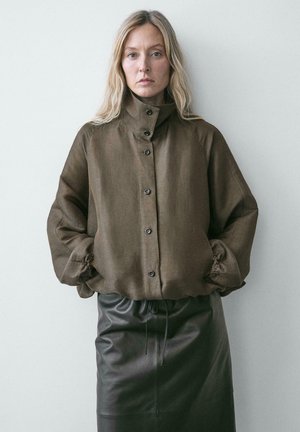 Massimo Dutti HIGH COLLAR  - Veste légère - khaki