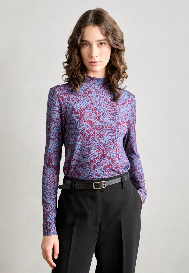 Scotch & Soda ALL OVER PRINTED MOCK NECK - Maglietta a manica lunga - lake blue
