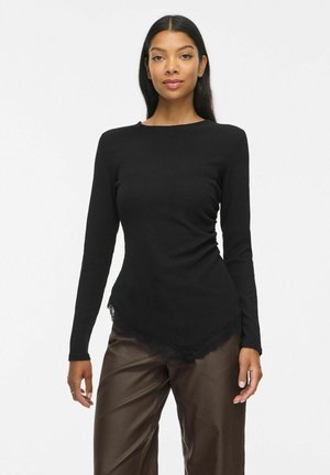 VILA, LONG SLEEVED TOP VIBALBOA ASYMMETRIC - Blouse - black beauty
