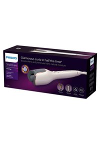 Philips StyleCare automatische krultang, wit met roségouden accenten. Beschikt over een slim krulsysteem, een keratine keramische coating en vochtbescherming.