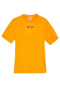 Oranžové bavlněné tričko s krátkým rukávem a kulatým výstřihem, na hrudi s multikolorovým logem "ellesse".