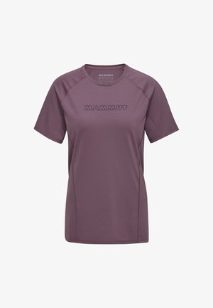 Korte mouwen sportshirt in mauve met het logo "MAMMUT" in een donkere print. Gemaakt van ademend materiaal, met platte naden en een ontspannen pasvorm.
