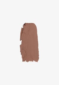 Matte brown cosmetic cream swatch with a smooth texture and a slightly irregular edge, showcasing muted, earthy tones.