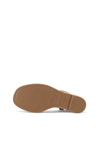 Sandal in rosa chiaro con suola in gomma testurizzata, caratterizzata da un motivo geometrico, fascia regolabile e superficie superiore liscia. Taglia 37.