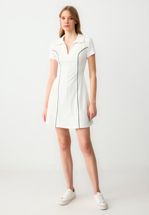 COLLAR TRIMMED - Jersey dress - white
