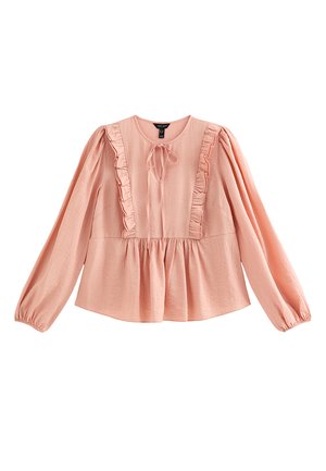 RUFFLE TIE NECK LONG SLEEVE  - Camicetta - pale pink