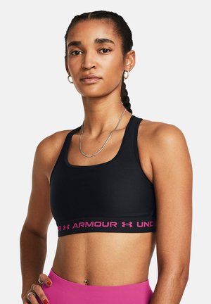 CROSSBACK - Medium support sports bra - black / black / astro pink