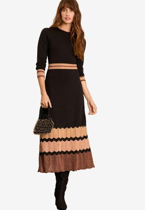 REGULAR FIT - CREW NECK MIDI  - Robe pull - black metallic