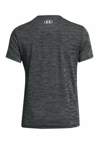 Tamsiai pilkos spalvos, trumpomis rankovėmis sportinė marškinėliai su tekstūruota, dryžuota raštas. Viršutinėje nugaros dalyje yra apvalus logotipas.