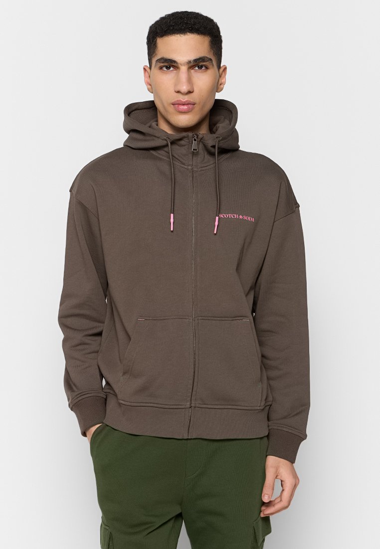 Scotch & Soda Sweater met rits bruin