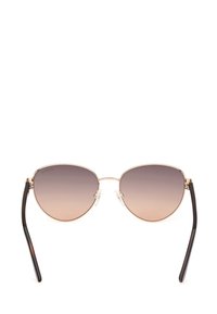 Ronde zonnebrillen met een gouden metalen frame en gradient grijze lenzen. De armen hebben een donkerbruine afwerking en zijn voorzien van neuspadjes voor extra comfort.