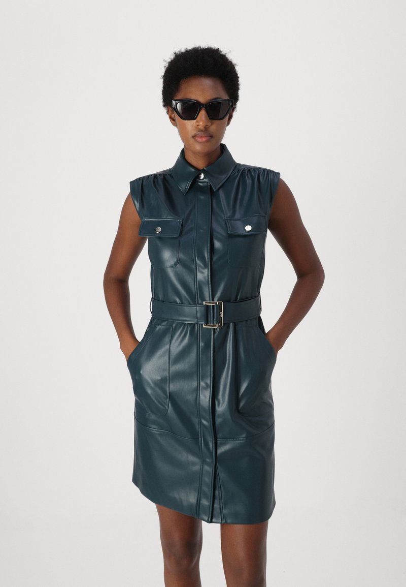 chinese dress ladies Pinch: More For You Hunter Green Faux Leather Midi Dress  Shop the Mint