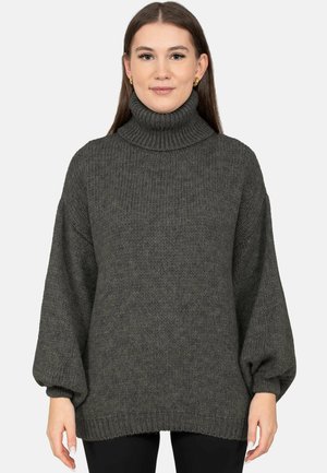 MIT ROLLKRAGEN - Strickpullover - grey