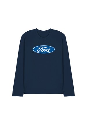 Navy blue long-sleeve shirt with white and blue Ford logo centered on the chest.