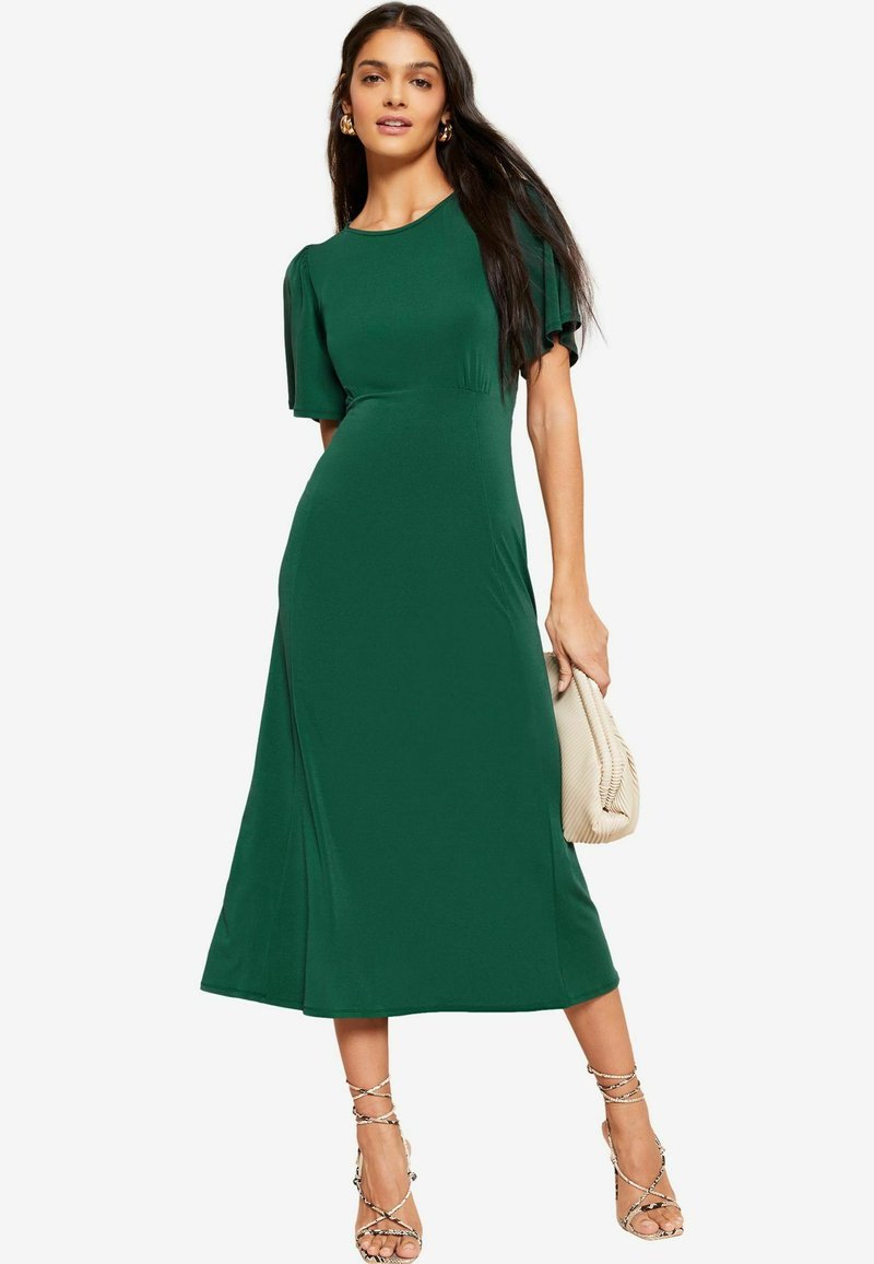 Friends Like These FLUTTER SLEEVE ROUND NECK MIDI - REGULAR FIT - Trikoomekko - green