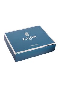 A rectangular, blue packaging box with a glossy finish, silver accents, and the logo "PLISSON 1808" prominently displayed on the top.
