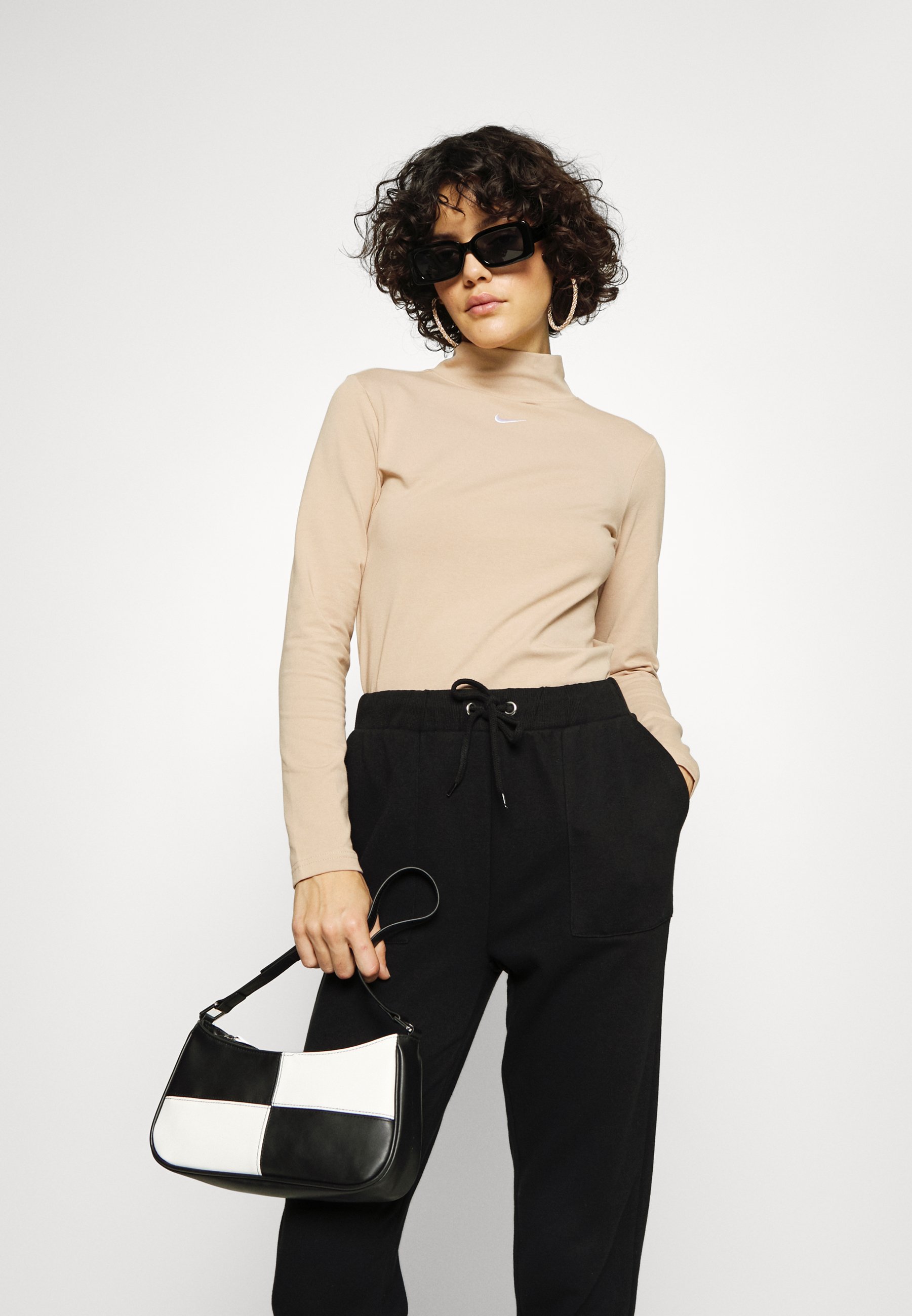 Nike Sportswear MOCK - Long sleeved top - hemp/white/beige - Zalando.de
