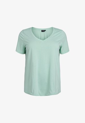 Zizzi KURZÄRMELIGES MIT V-AUSSCHNITT - T-shirt basic - grayed jade