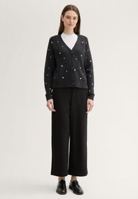 TOM TAILOR DENIM Vesta na kopčanje - anthracite heart embroidery