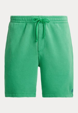 Zielone bawełniane szorty z elastycznym pasem i ściągaczem na sznurek. Posiadają przeszywany dół oraz małe logo po lewej stronie na dole.