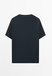 Massimo Dutti SHORT-SLEEVE WITH CONTRAST TOPSTITCHING - Jednoduché tričko - mottled dark blue