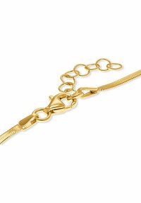 Bracciale in oro con segmenti circolari e piatti intrecciati, dotato di chiusura a moschettone e superficie texturizzata per un tocco di dettaglio in più.
