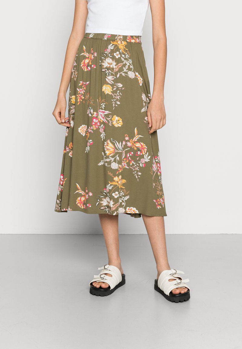 Pieces PCKAITLYN MIDI SKIRT - Saia evasé - deep lichen green