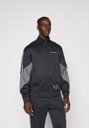 Must musträbija must jacket hall svilega hall ja hall svilega. Pehme, sujuv tekstuur, kaunistatud logo plaadiga.