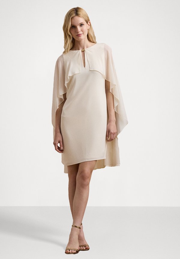 CAPE GEORGETTE COCKTAIL DRESS - Cocktail dress / Party dress - mascarpone cream2