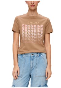 QS T-shirt print - sandstein