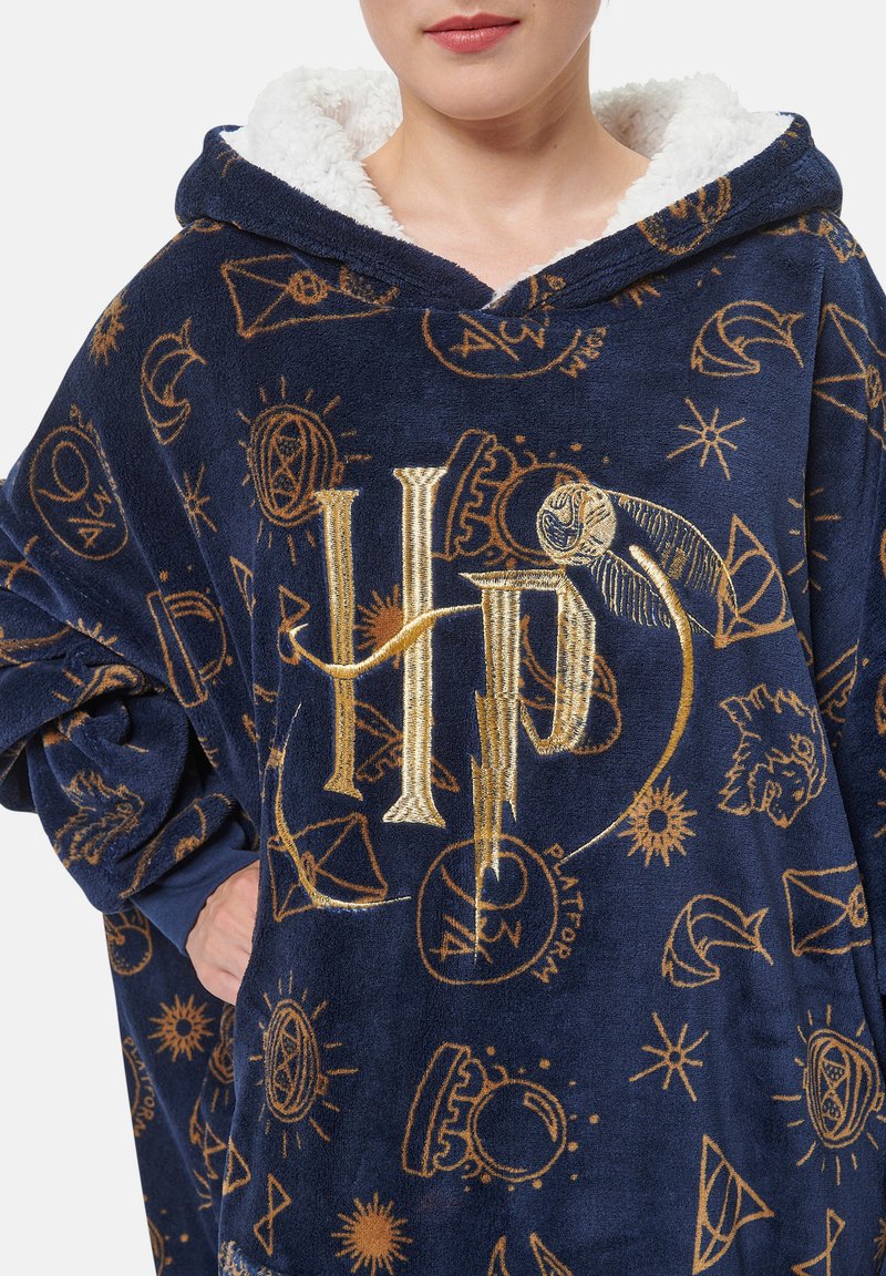 HARRY POTTER Hogwarts School Unisex Felpa con Cappuccio Blu Navy 152 100% Cotone Regular
