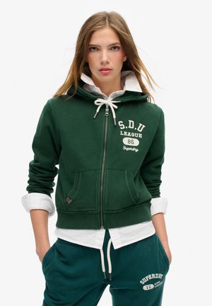 Superdry & Co ATHLETIC ESSENTIALS CROP - Sweat zippé - enamel green