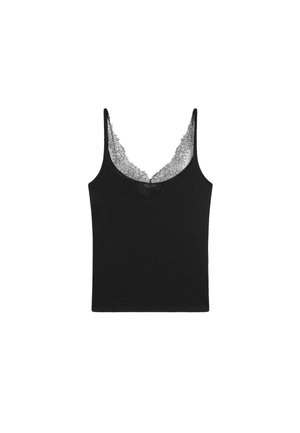 Massimo Dutti, STRAPPY LACE-TRIMMED CAMISOLE TOP - Top - black