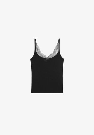 Massimo Dutti, STRAPPY LACE-TRIMMED CAMISOLE TOP - Top - black
