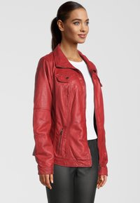 H.I.S MIT REVERSEKRAGEN - Leren jas - red