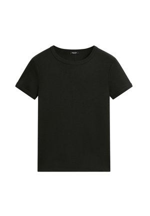 Massimo Dutti, RIBBED SHORT SLEEVE T-SHIRT - T-shirts basic - black
