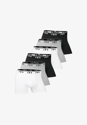 Kuusipaketti bokserialushousuja mustana, valkoisena ja harmaana. Valmistettu puuvillasta, jossa joustava JBS-logo vyötäröllä. Ominaisuudet tiukka muotoilu.