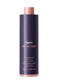 Ricarica di crema pre-styling Dyson Chi|to|san in una bottiglia alta e slanciata di colore viola con finitura opaca e tappo rosa a contrasto. 100 ml.