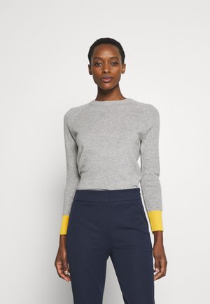 CLASSIC CREW NECK COLOR BLOCK - Jumper - light grey/yellow