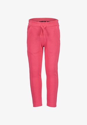 Roze kinderhoodies met een trekkoord in de taille en zijzakken, weergegeven op een witte achtergrond.