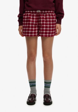 CHECK ELASTIC - Shorts - burgundy check
