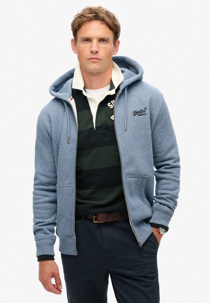 Superdry & Co ESSENTIAL LOGO HOOD TRACK  - Sudadera con cremallera - selvedge blue grit