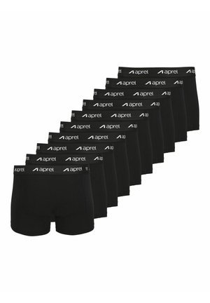 Boxer briefs para hombres negros con cinturilla elástica que presenta el logo "aprel", diseño uniforme y textura suave; dispuestos en una fila.