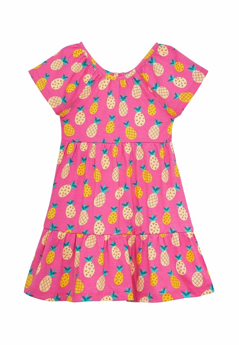 JoJo Maman Bébé RUFFLE SLEEVE TIERED- REGULAR FIT - Džersejové šaty - fuschia pink pineapple