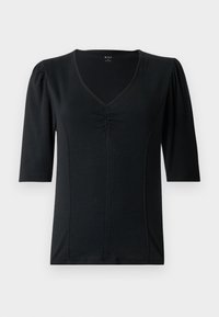 V ELBOW NECK PUFF TEE - T-shirts - true black