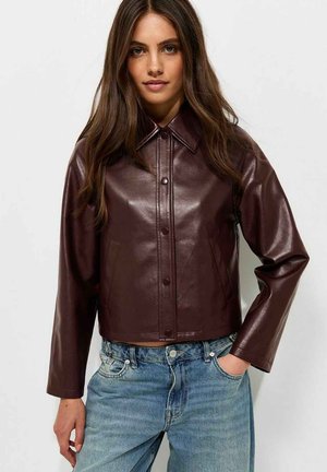 New Look, COLLARED JACKET - Imiteret læderjakke - burgundy
