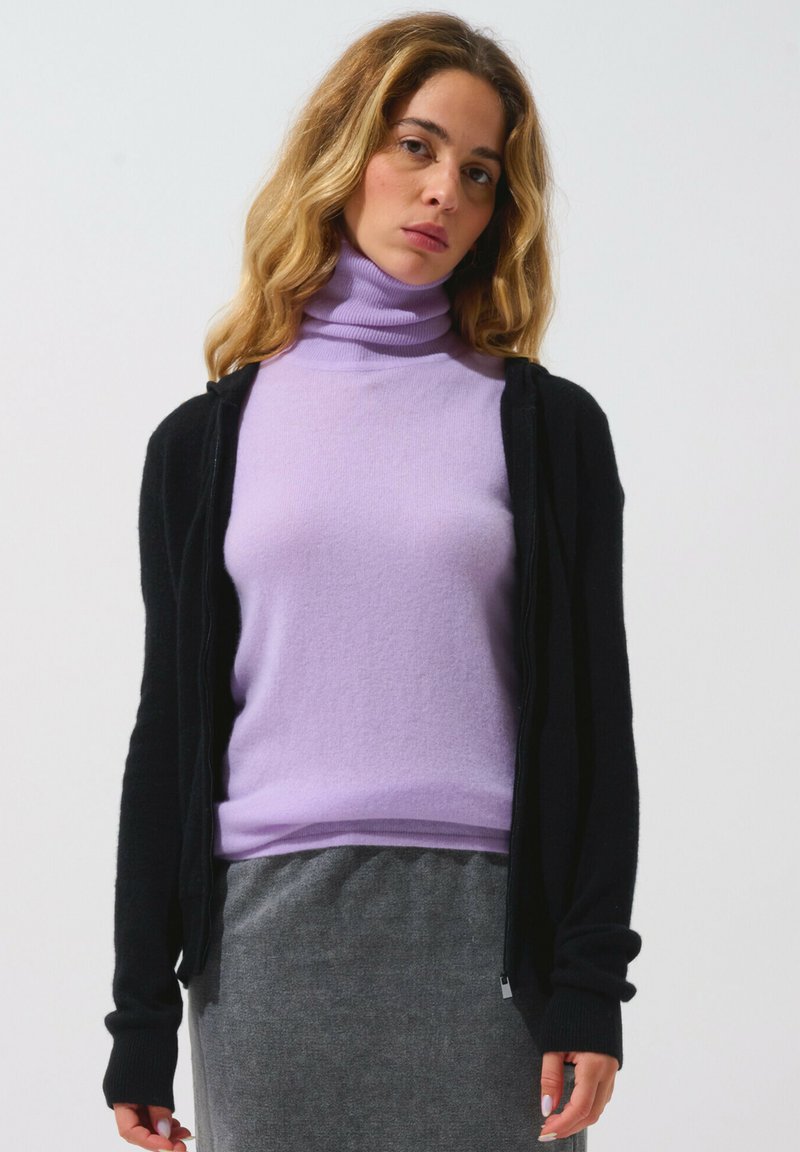 Authentic Cashmere COLOMBIS FULL ZIP WITH HOOD - Kardigan - black