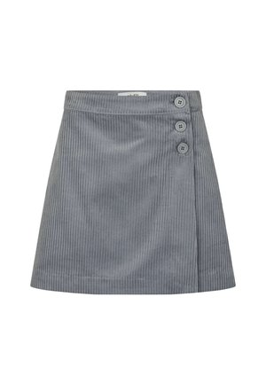 Hallhalline siidist tekstuurist hall kütid skirt, A-line kuju ja kolme esiknuudiga. Omab peent soonelist mustrit ja keskmise pikkusega lõiget.