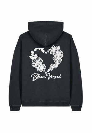 BLOOM MOOD BACK EMBROIDERY UNISEX VINTAGE - Sweat à capuche - black denim