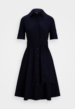 Lauren Ralph Lauren Belted Cotton Blend Shirtdress - Shirt dress - navy